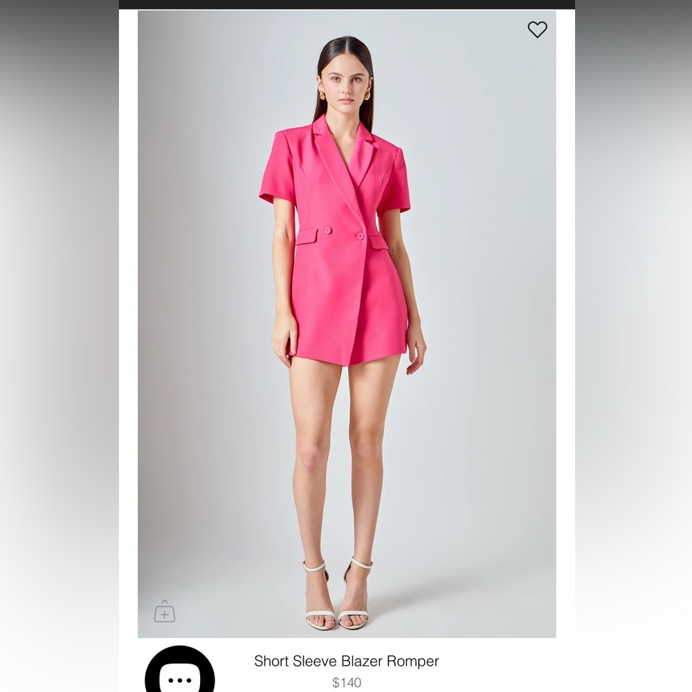 Endless Rose Short Sleeve Blazer Romper Pink